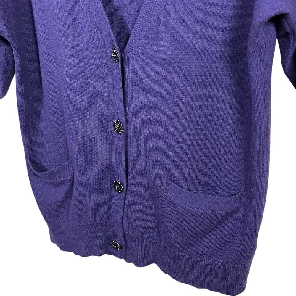 Talbots Purple Cashmere Blend Cardigan Sweater With Jeweled Buttons Purple Sz S - Picture 3 of 10